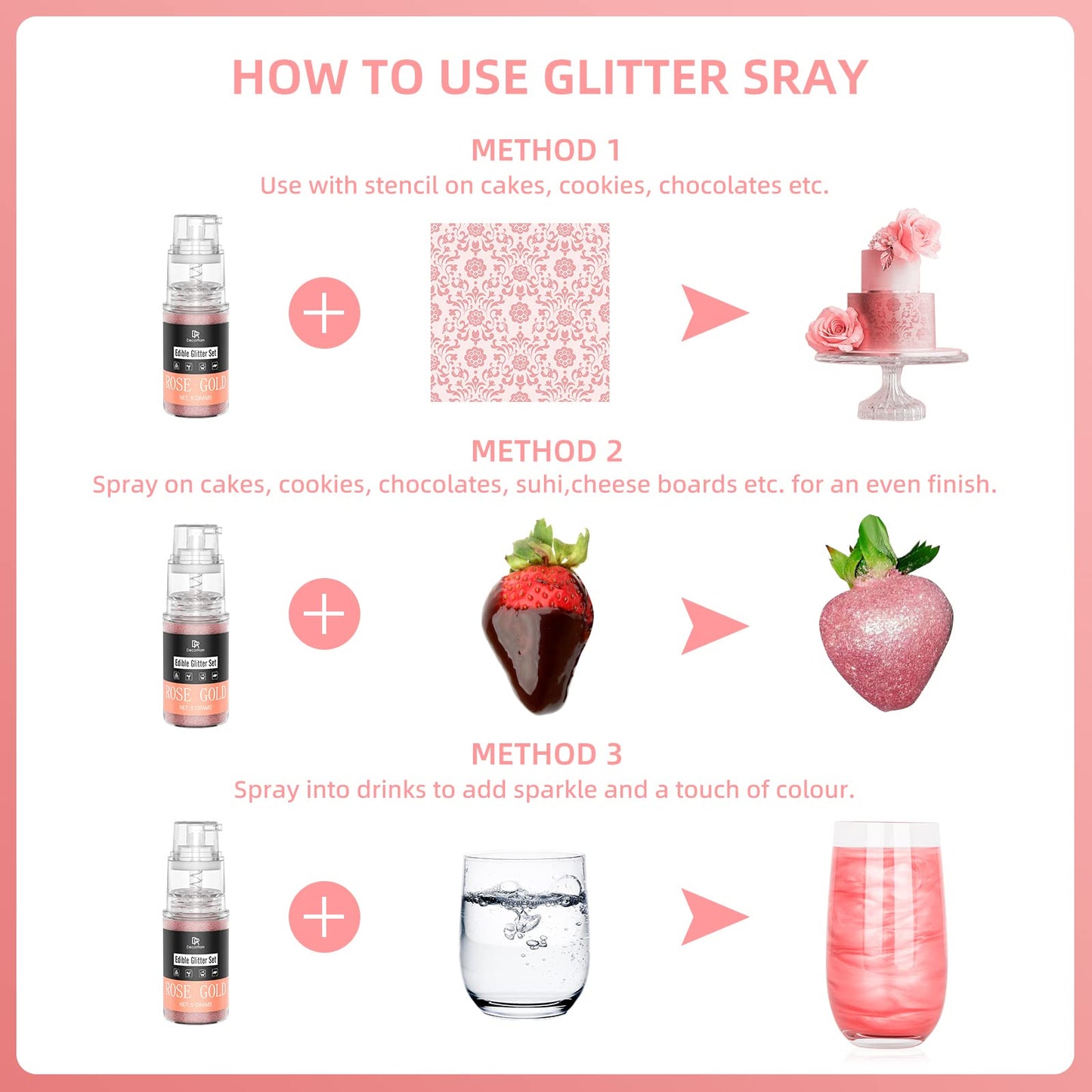 DecorRom Edible Glitter Spray - Luster Dust Shimmer Powder for Cake Decorating - 0.75 oz - Purple - Model A0209