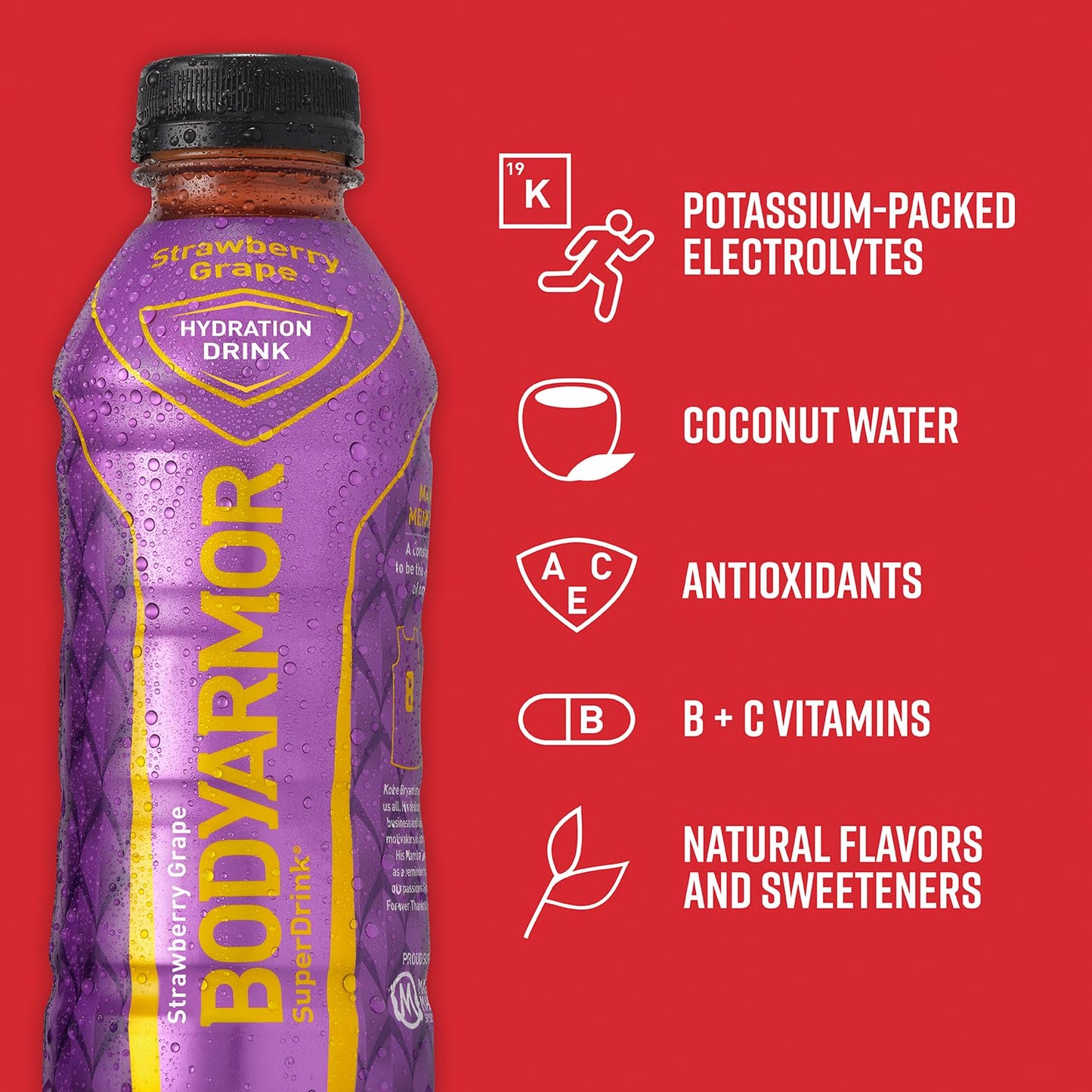 Bodyarmor Sports Drink, Mamba Forever, Strawberry Grape 12 Fl Oz, 8Pk