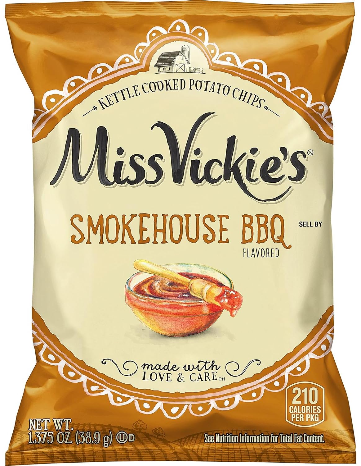 Kettle Cooked Potato Chips By Miss Vickie'S Value Pack Bundled By Superdeals | 1.375 Oz Bag | Smokehouse Bbq | Pack Of 30 With M