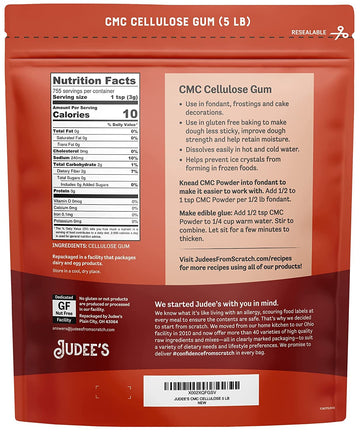 Judee'S Premium Cmc Powder 5 Lb - Use In Fondant, Frostings, And Cake Decorations - Improves Gluten Free Dough - Prevents Ice Cr