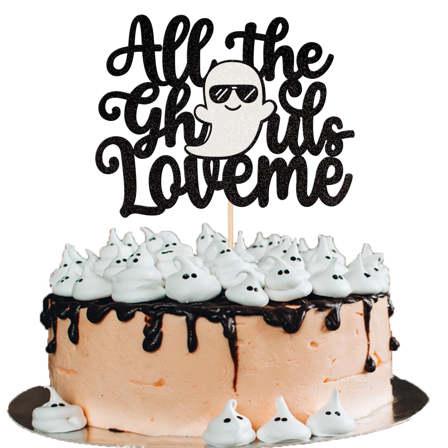 1 Pcs Halloween All The Ghoul Love Me Cake Topper Glitter Baby Ghost Halloween Cake Pick For Halloween Theme Baby Shower Kids Bi