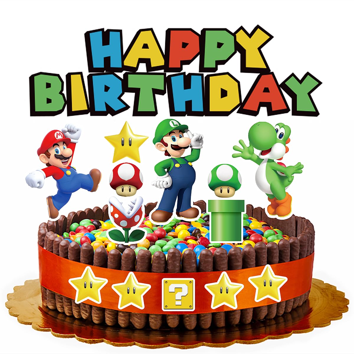 14Pcs Mario Cake Topper For Mario Birthday Party Supplies