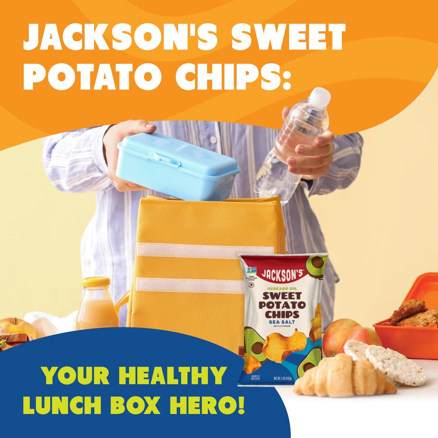 Jacksons Sweet Potato Kettle Chips with Sea Salt made with enhanced Avocado Oil (1 oz  Pack of 15) - Allergen-friendly  Gluten Free  Peanut Free  Vegan  Paleo Friendly - Shark Tank Product