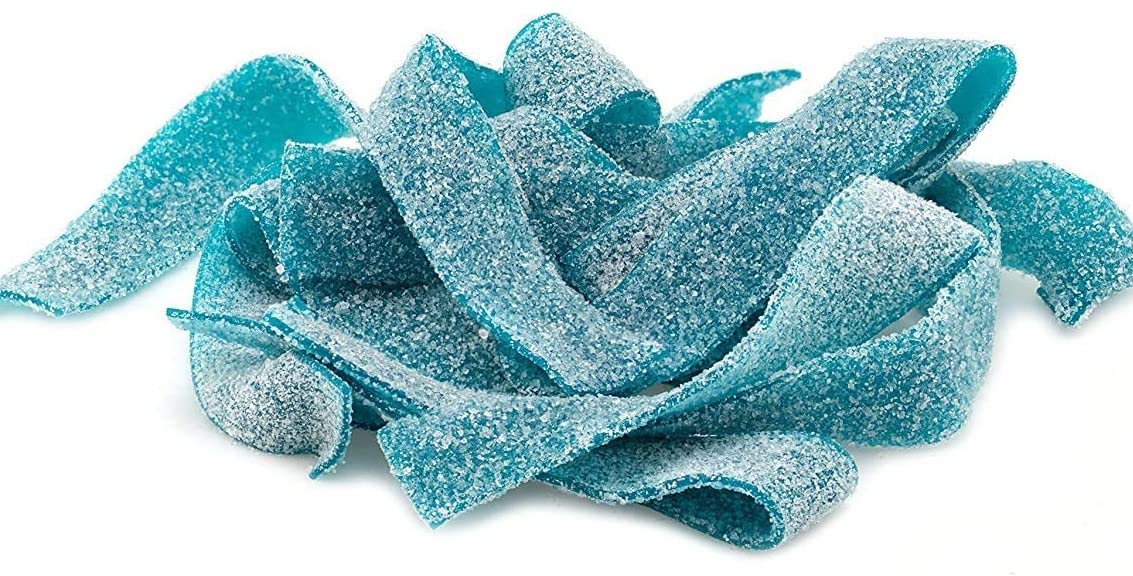 SweetGlob Sour Gummy Belts Candy (2 Pound, Sour Blue Raspberry)