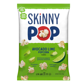 SkinnyPop Avocado Lime Popcorn, Gluten Free, Non-GMO Snacks, Skinny Pop, 4.4oz Grocery Size Bag