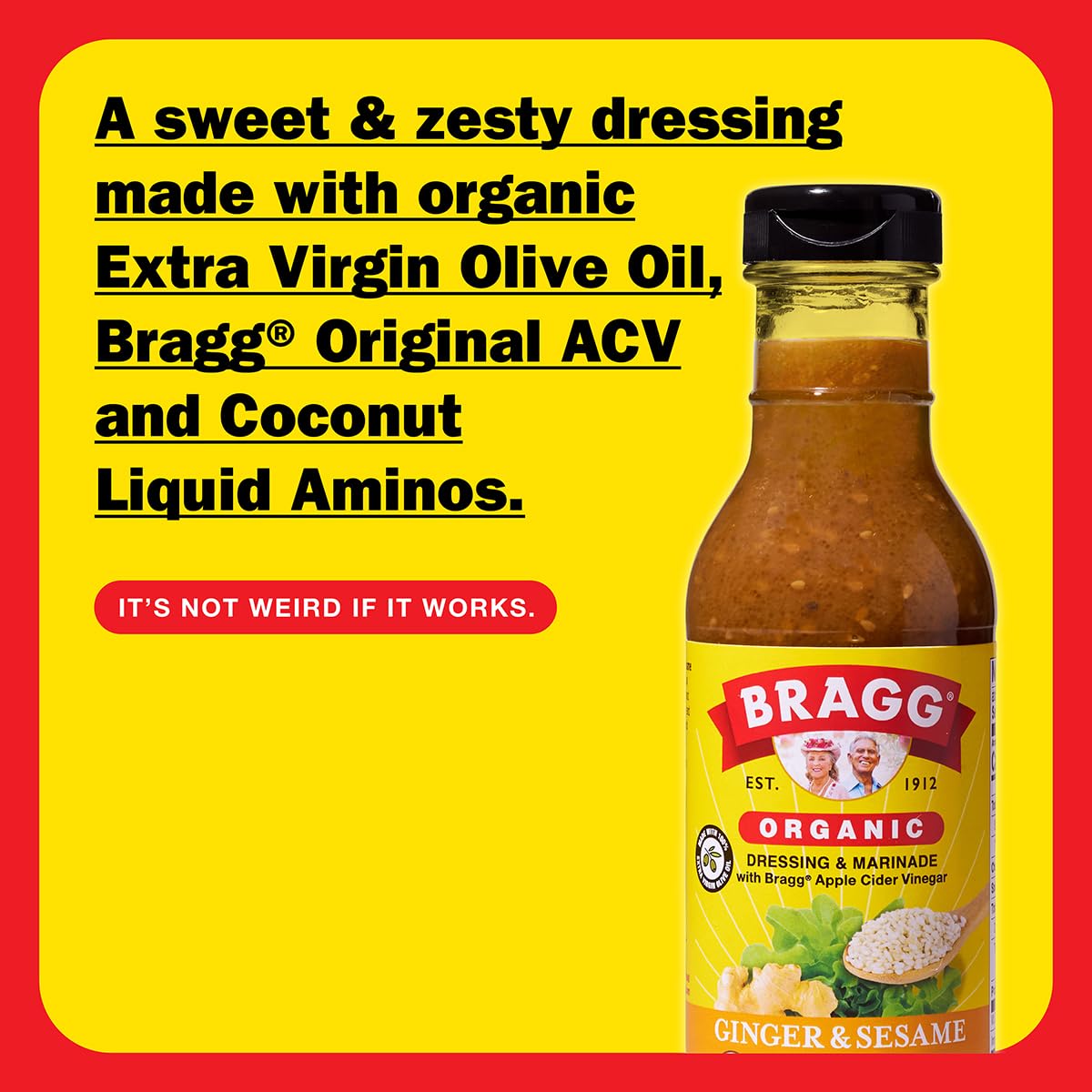 Bragg Ginger And Sesame Salad Dressing, 12 Fluid Ounce - 6 Per Case.
