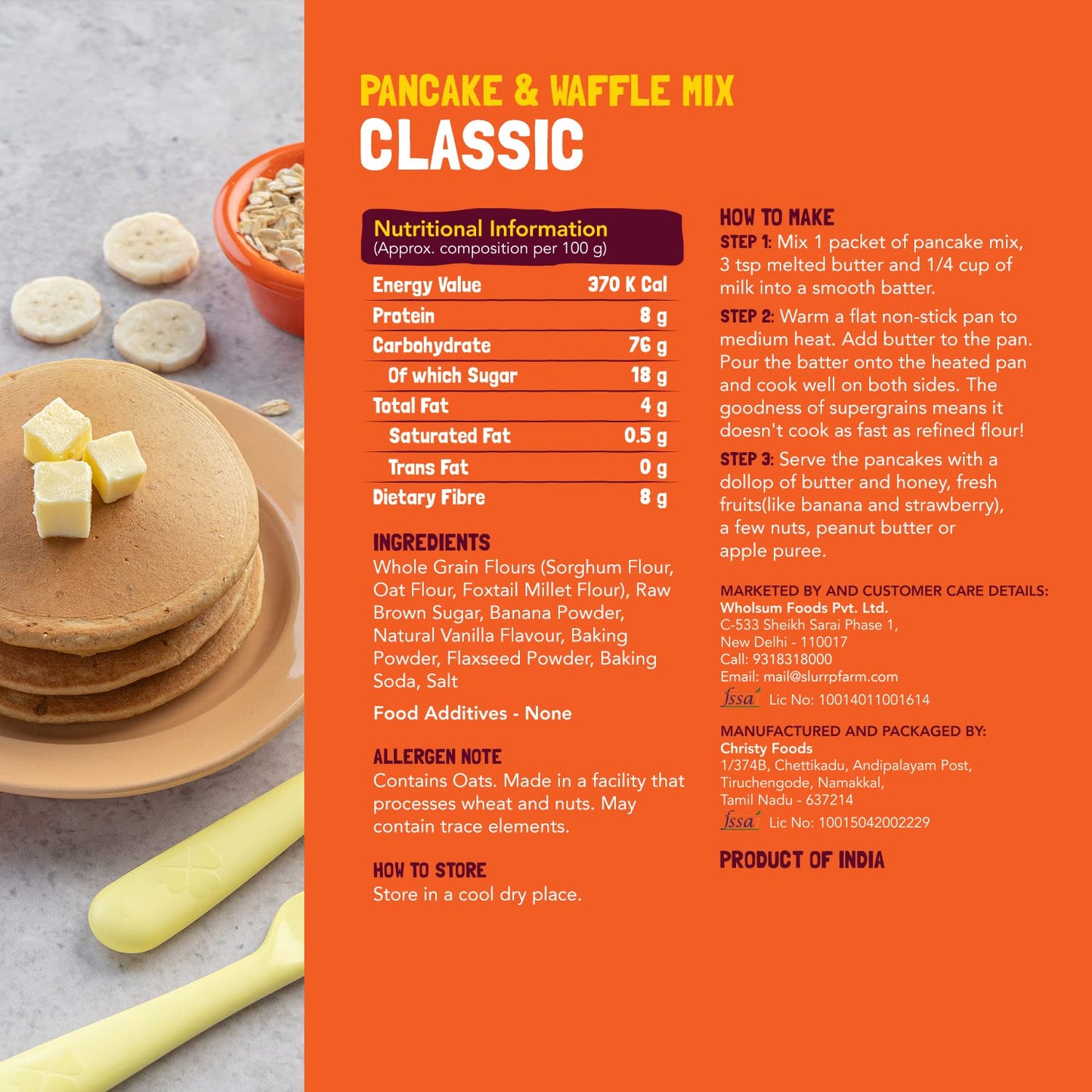 Slurrp Farm No Maida Pancake Trial Pack Combo | Instant Breakfast Mix Made With Oats, Ragi And Jowar | Eggless And Healthy Break