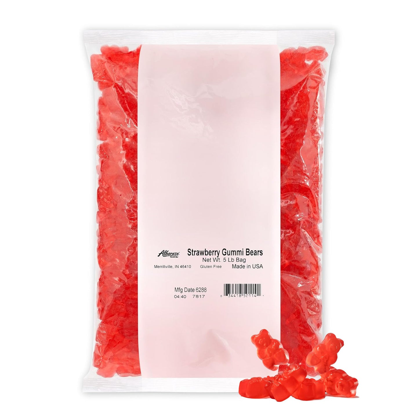 Albanese Gummi Bears, Pink Strawberry Candy, 5lbs, Model 50114