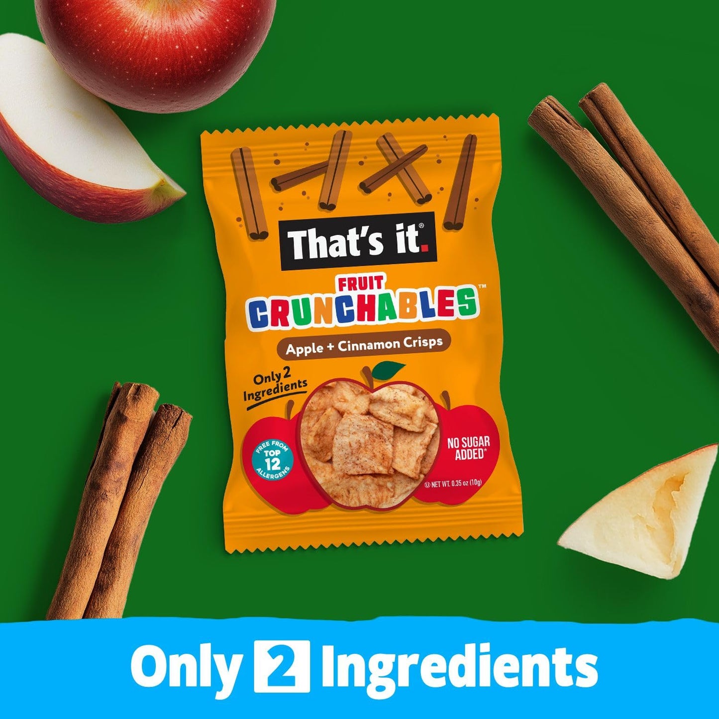 Thats It. Fruit Crunchables Apple + Cinnamon Crisps, 15-Pack - 100% Plant-Based Fruit Snacks For Kids, Non-Gmo, Gluten-Free, No