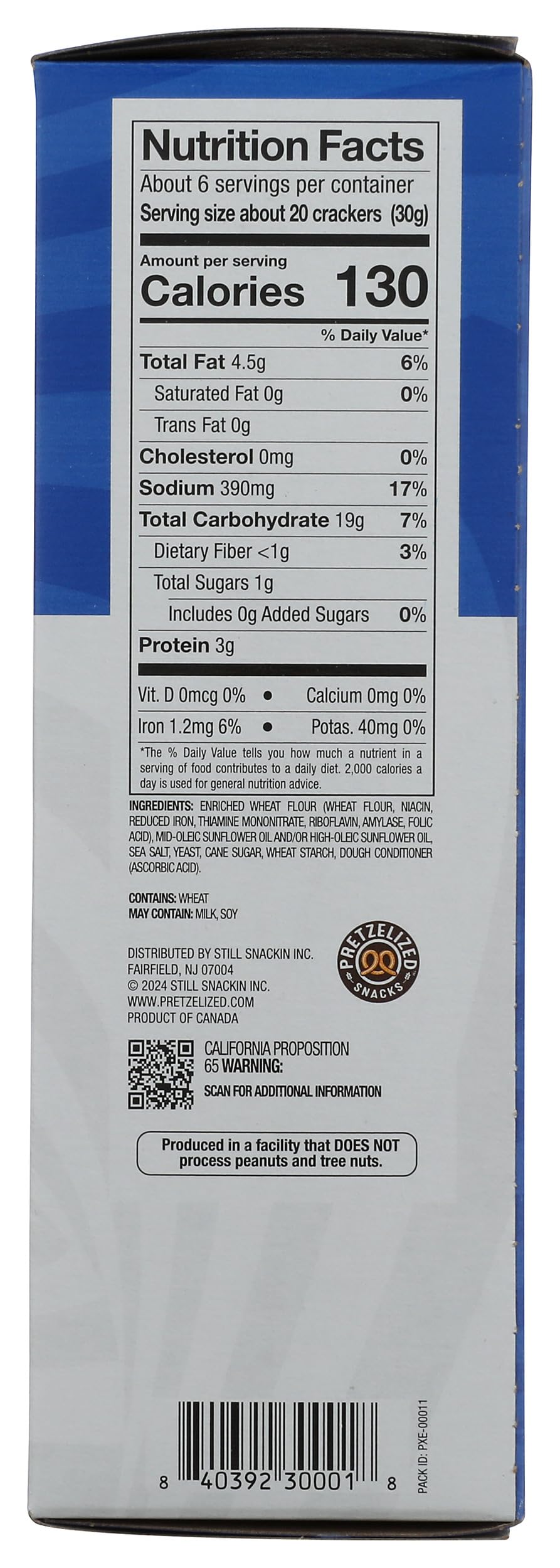 Pretzelized Snacks Crackers Pretzel Sea Slt 6.5 OZ