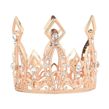 Mini Crown Cake Topper Crystal Headpiece Tiara Rhinestone Crown Cake Decoration For Wedding Birthday Baby Shower Party Favors (R