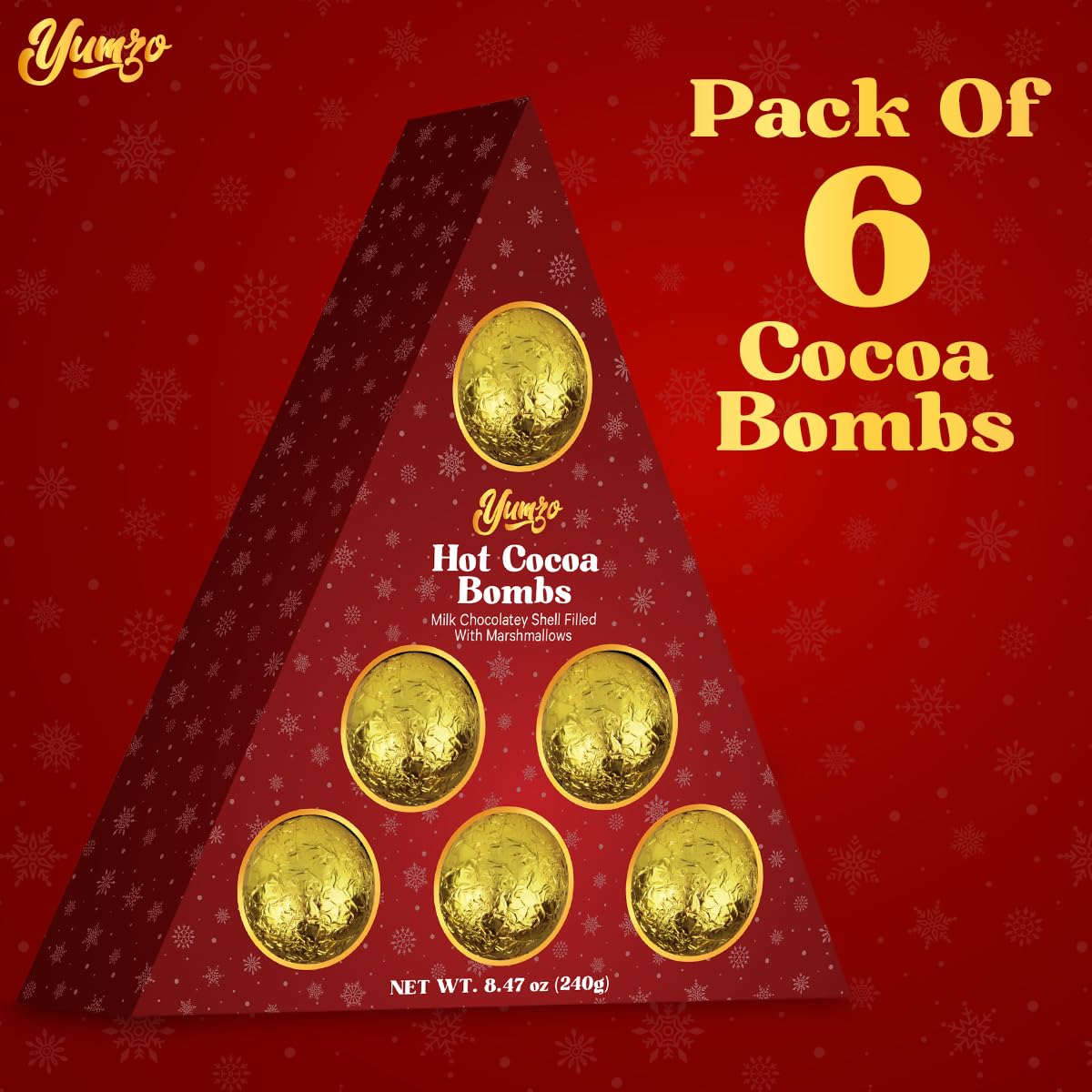 Yumzo Chocolate  s Gift Set - 6 Pack - Premium Hot Cocoa  s with Marshmallows - Makes 6 Large Servings - Gift Box