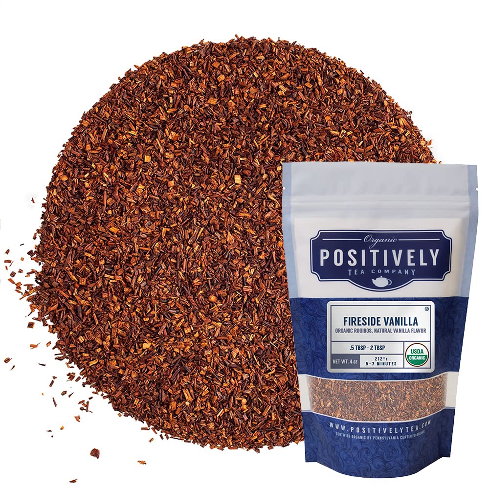 Organic Positively Tea Company Fireside Vanilla Rooibos Tea Loose Leaf 4 Ounce