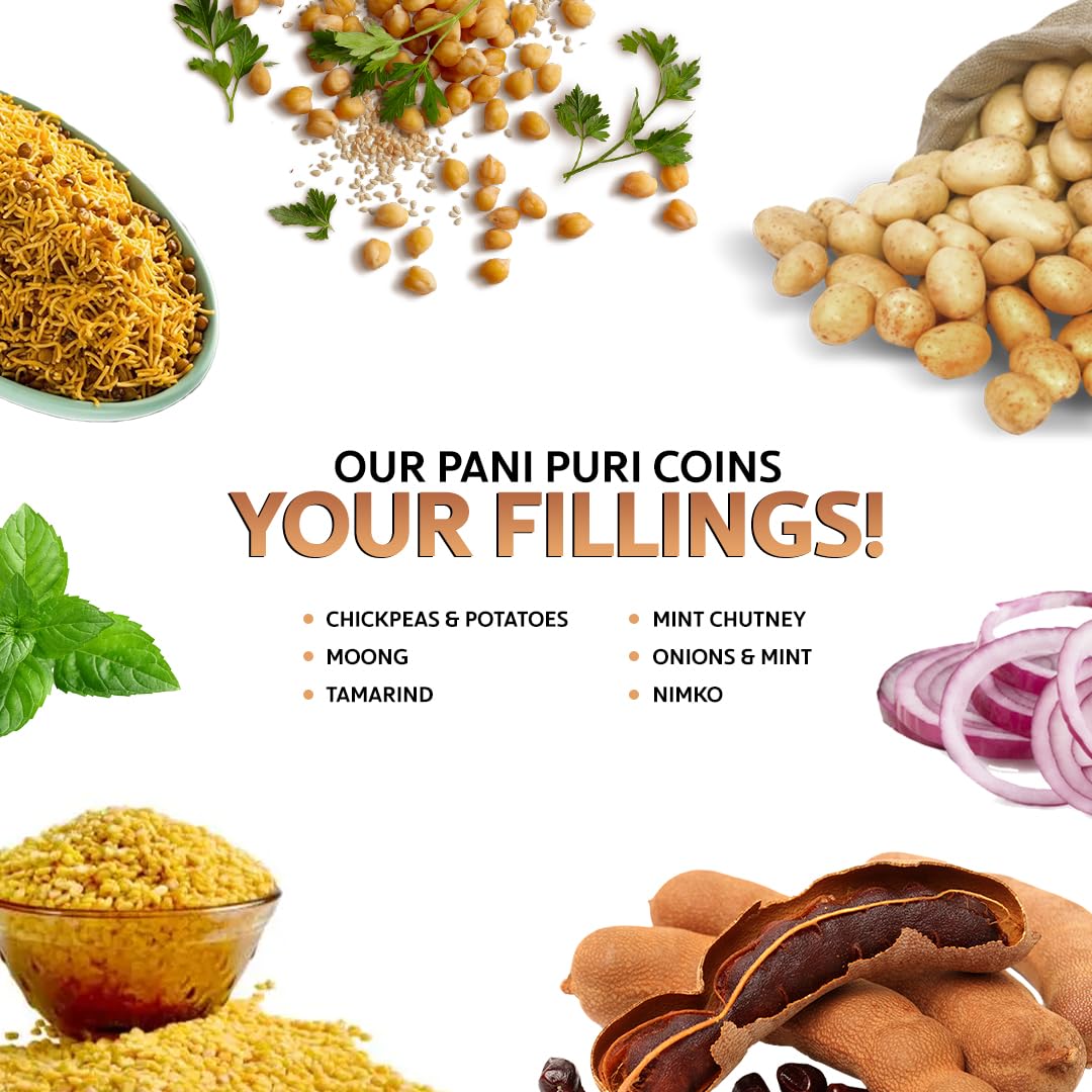 Hemani Pani Puri - Coins - Comes With Masala - Ready To Cook - 400G (14.1 Oz) - All Natural, Vegan & Non-Gmo - Indian Origin