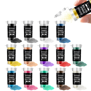 Edible Glitter - Food Grade 14 Colors Glitter for Drinks, Wines, Cocktails, Decorating Shimmering Glitter for Cake, Fondant, Cho