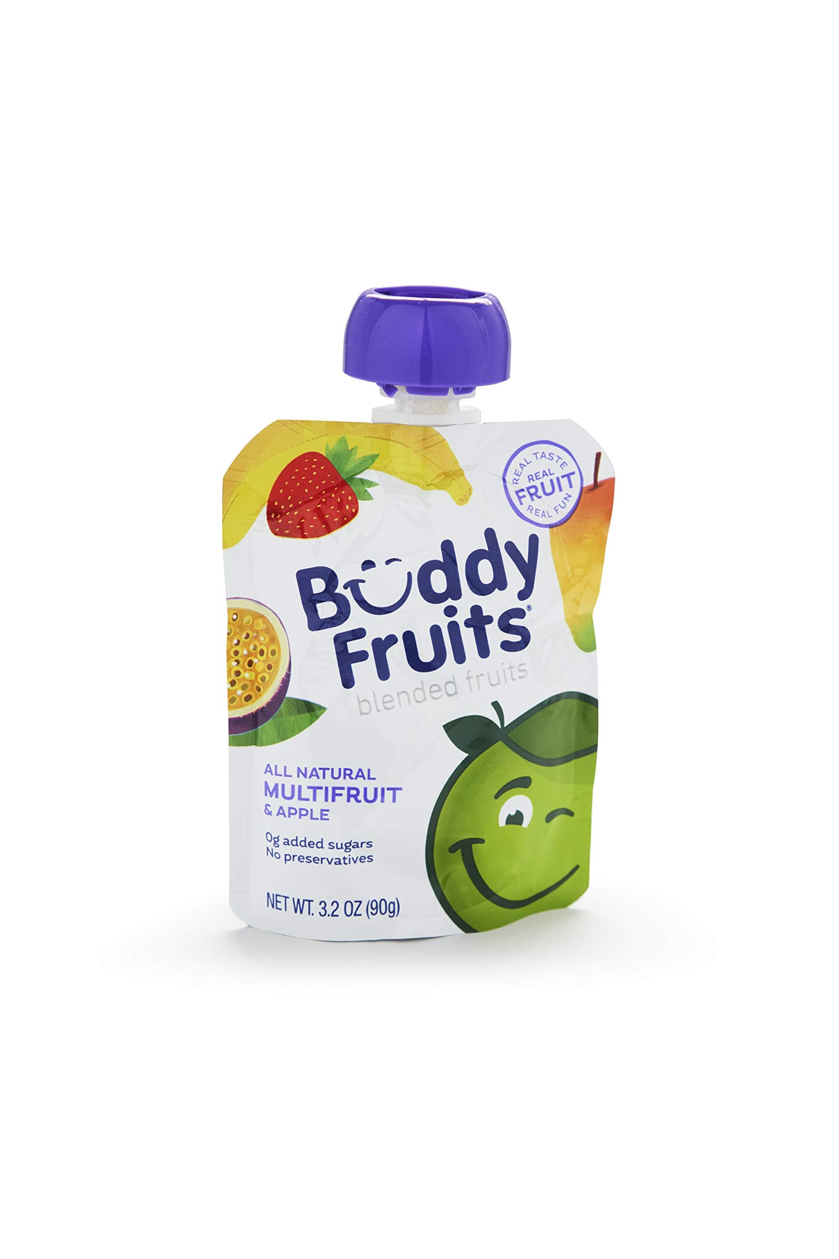 Buddy Fruits Snacks To Go Multifruit Unsweetened Applesauce 3.2Oz Pouch (18Pk) Gluten-Nut-Dairy-Preservatives-Bpa Free, Non Gmo,