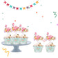 Hawaiian Luau Cupcake Toppers Cake Picks Flamingo Paper Cupcake Wrappers Flamingo Double-Sided Cupcake Toppers For Kids Party Bi