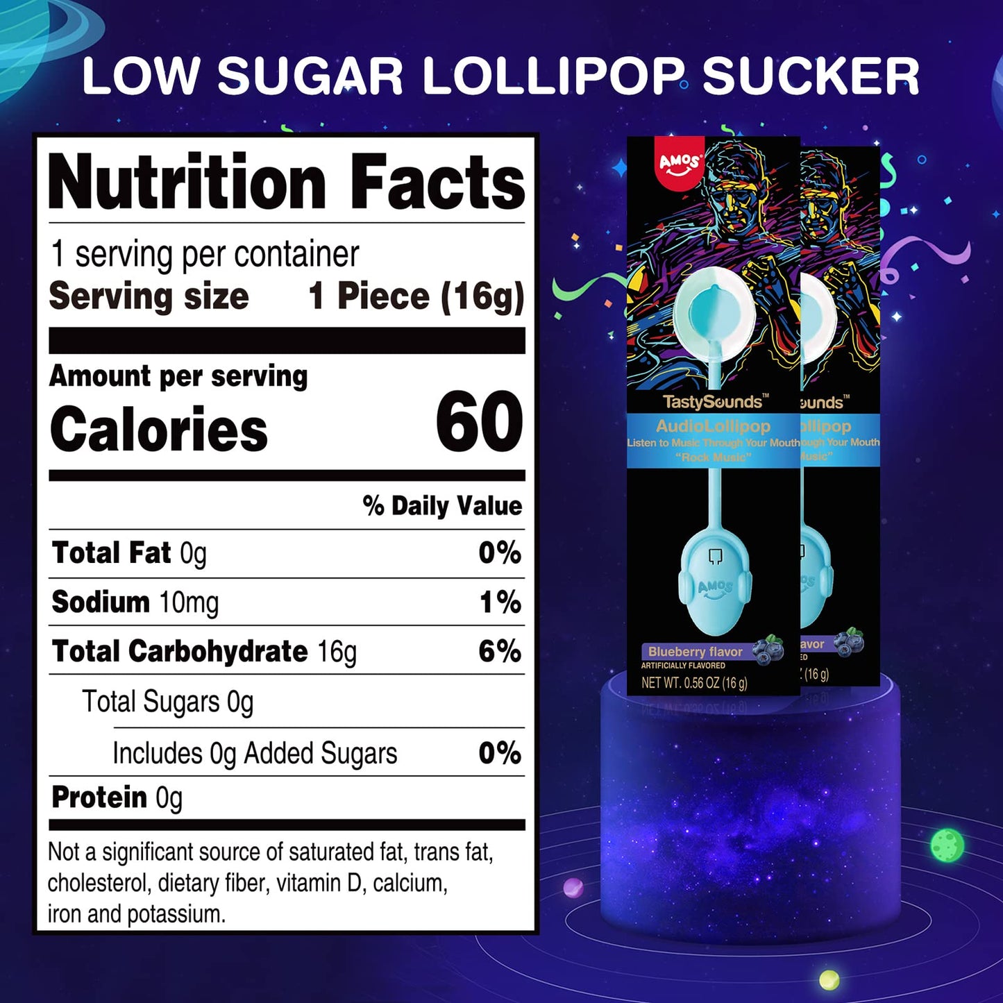 Music Lollipop Suckers,Amos Audio Lollipop Sugar Free, Singing Lollipop Individually Wrapped, Novelty Gift For Mothers Day (Blue