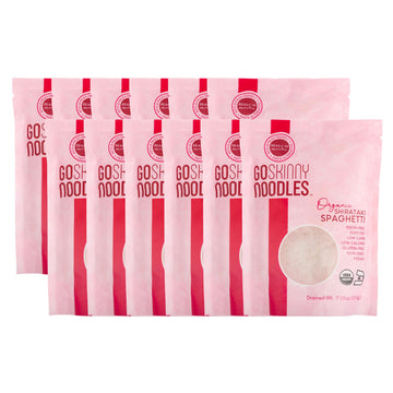 Goskinny Noodles Spaghetti (12), Organic, Odorless Shirataki & Konjac Pasta, Low Carb, Low Calorie, Gluten Free, Vegan, Kosher,