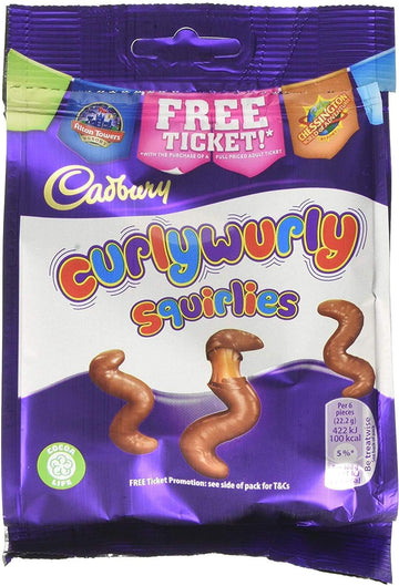 Cadbury Curly Wurly Squirlies Chocolate Bag 95 G - Pack Of 10