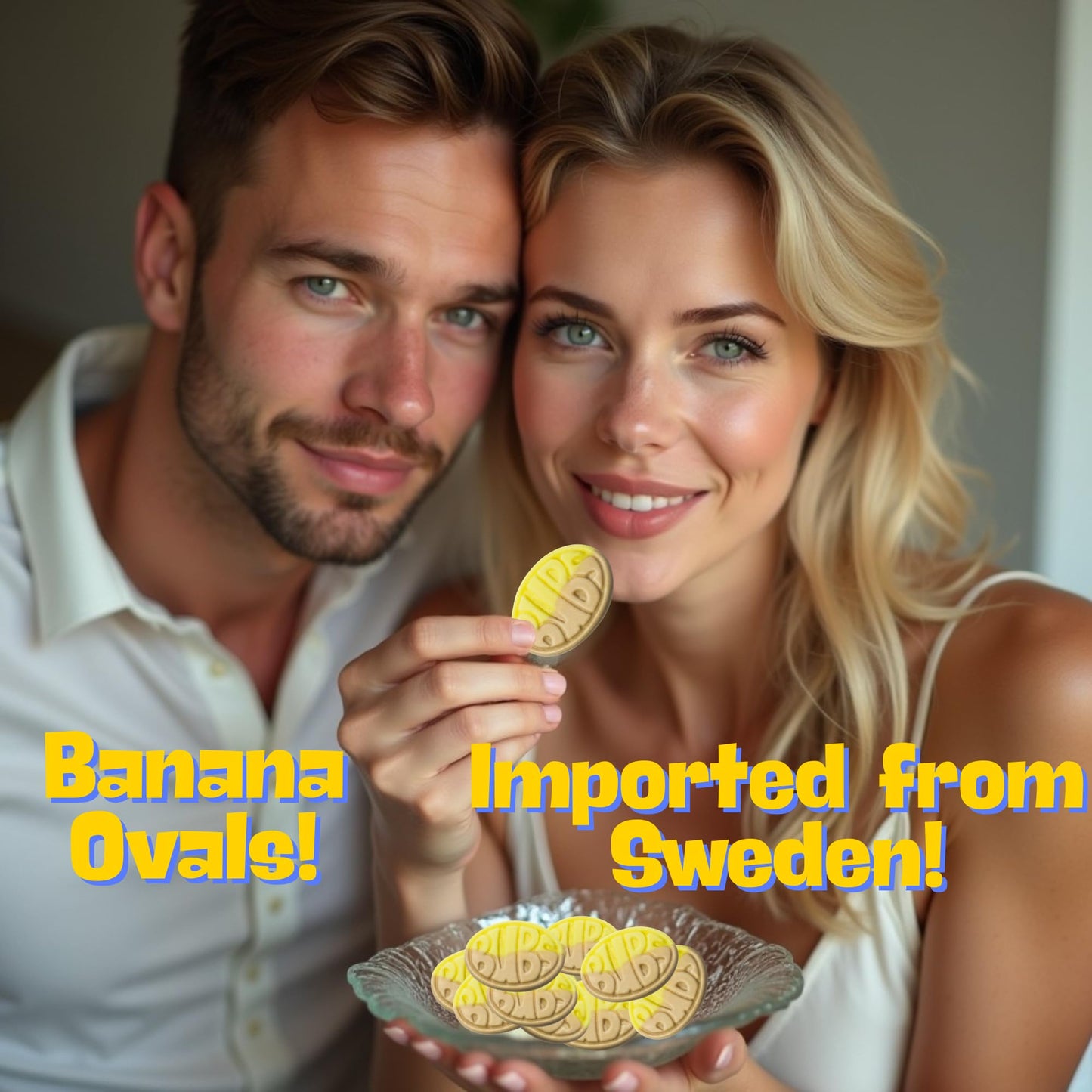 Bubs Banana Sweet Ovals. 1 POUND of Banana Toffee Caramel Soft & Chewy Swedish Candy  Marshmallow Gummy Hybrid. Vegan  Gluten and Gelatin Free Foam Godis. Packed and Imported From Sweden by Nrdiq Candy.