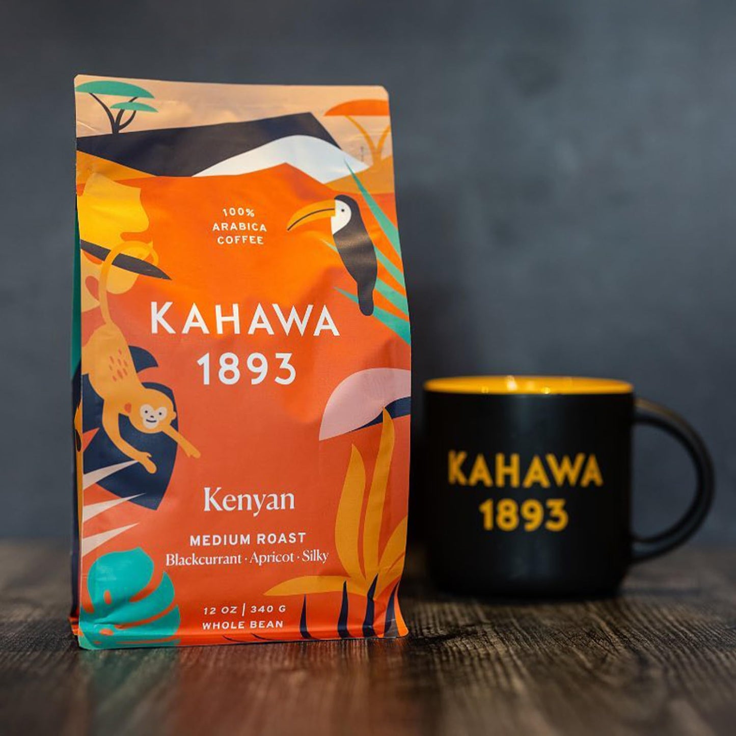 KAHAWA 1893 Whole Bean Coffee Medium Roast Kenyan Blend, 24 Oz, High Antioxidants, Organically Grown, Ethically Sourced