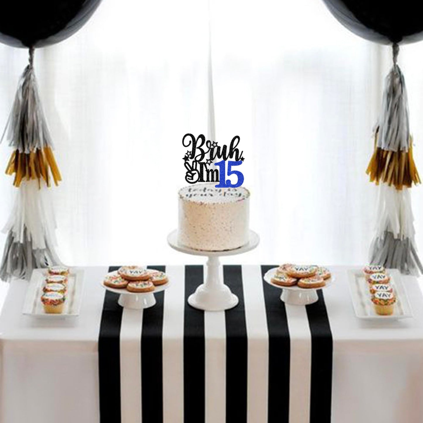 Rssta i Cake Topper for 15th Birthday, Blue, Model XM1222-15, Fun Decoration for Celebration