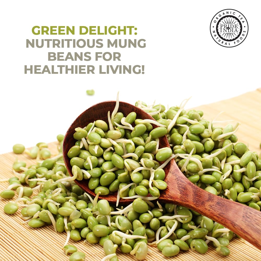 Pride Of India - Indian Whole Green Mung Gram - Protein & Fiber Rich Mung Bean Whole, 3.0 Pound Jar