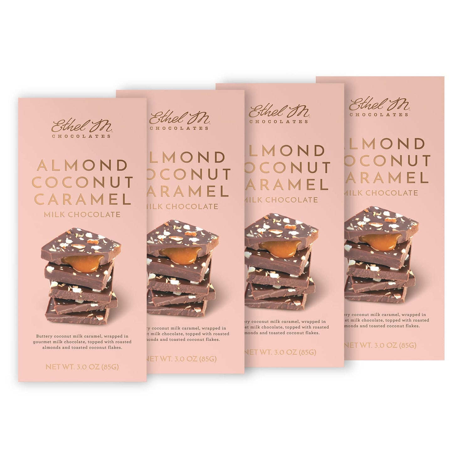Ethel M Chocolates Small-Batch Gourmet Milk Chocolate Bar with Artisanal Coconut Caramel Soft Center and Topped with Roasted Alm