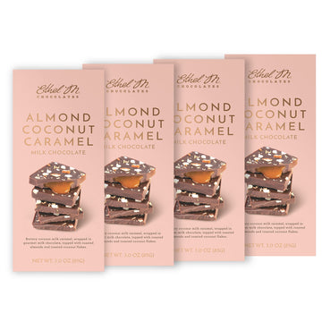 Ethel M Chocolates Small-Batch Gourmet Milk Chocolate Bar with Artisanal Coconut Caramel Soft Center and Topped with Roasted Alm