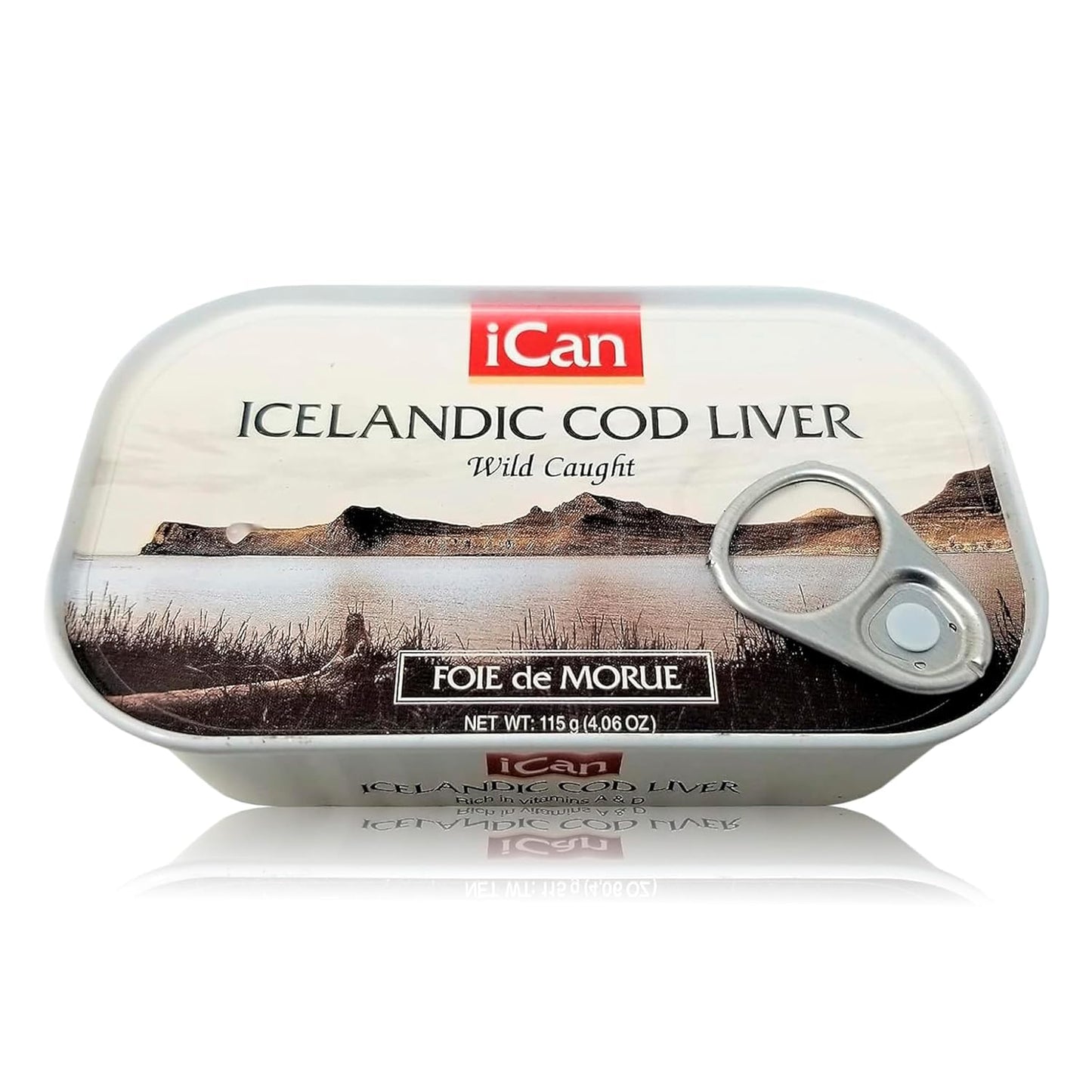 ICAN Wild Cod Liver Canned, 4.06oz Pack of 4 - Nutrient-Rich Seafood Supplement from Iceland