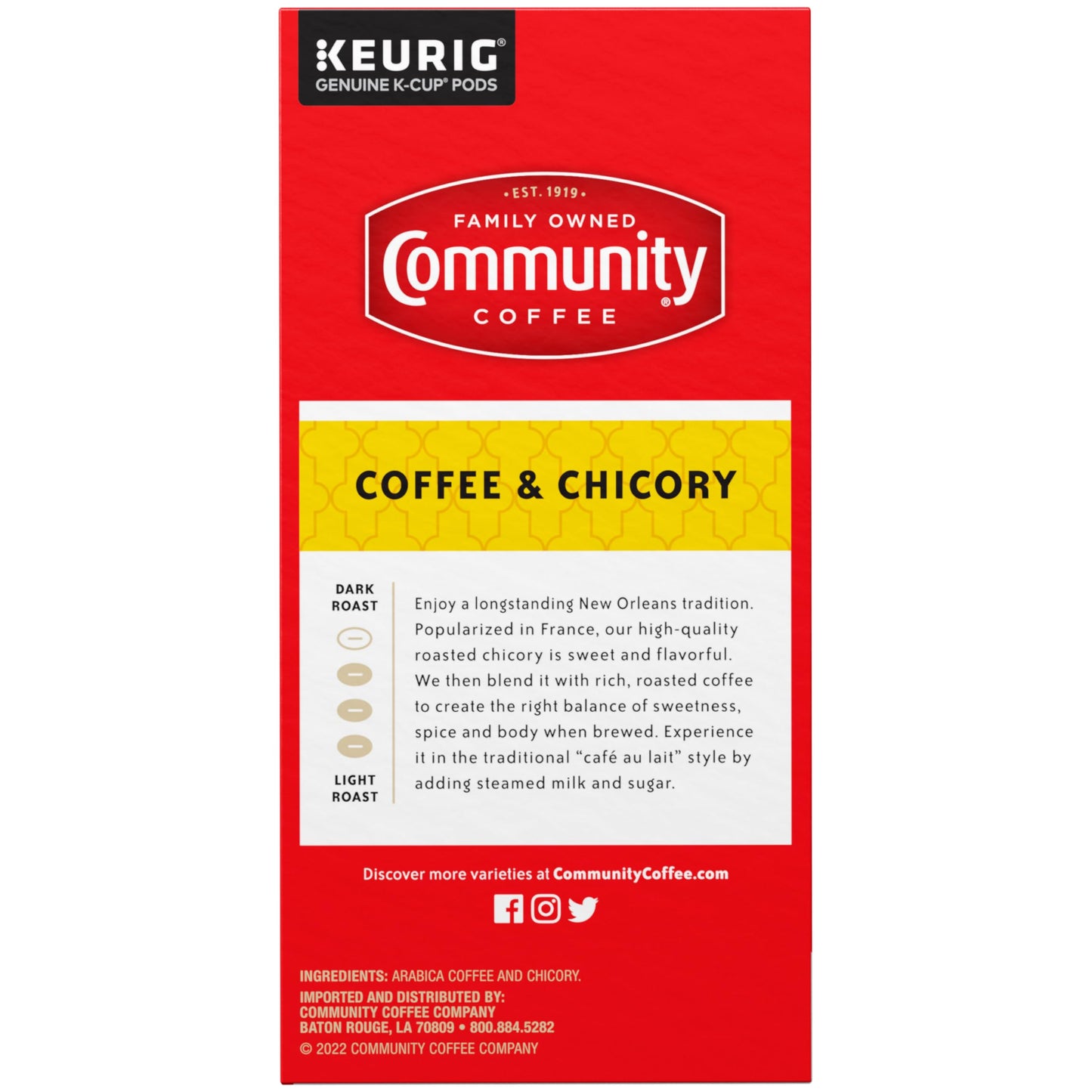 Community Coffee And Chicory, Medium-Dark Roast, Single-Serve Keurig K-Cup Pods, 32 Count (Pack Of 4)