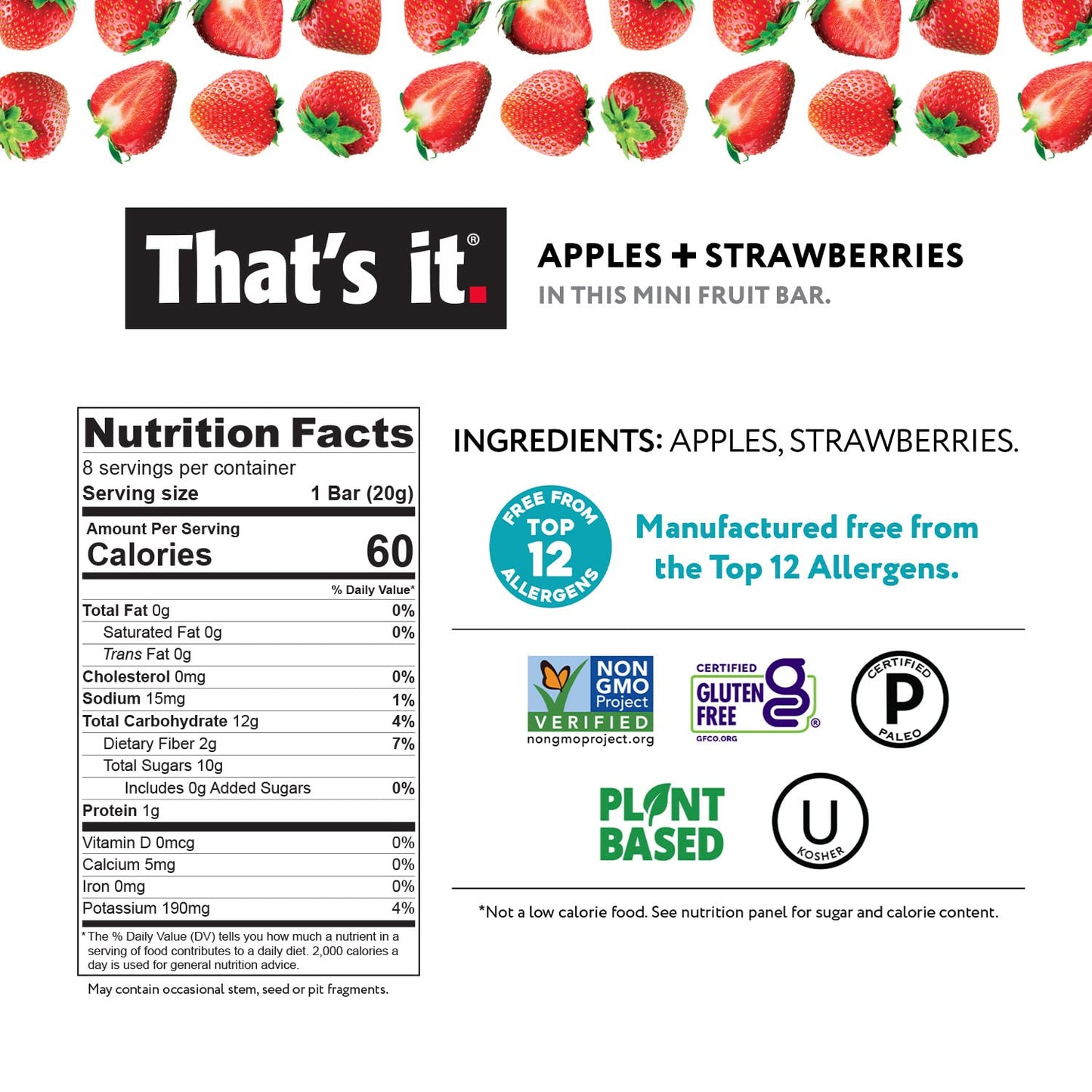 Thats it. Mini Fruit Bars (Variety 24 Pack) No Sugar Added, Plant-Based, Vegan & Gluten Free, Breakfast Bar, Paleo, for Childre