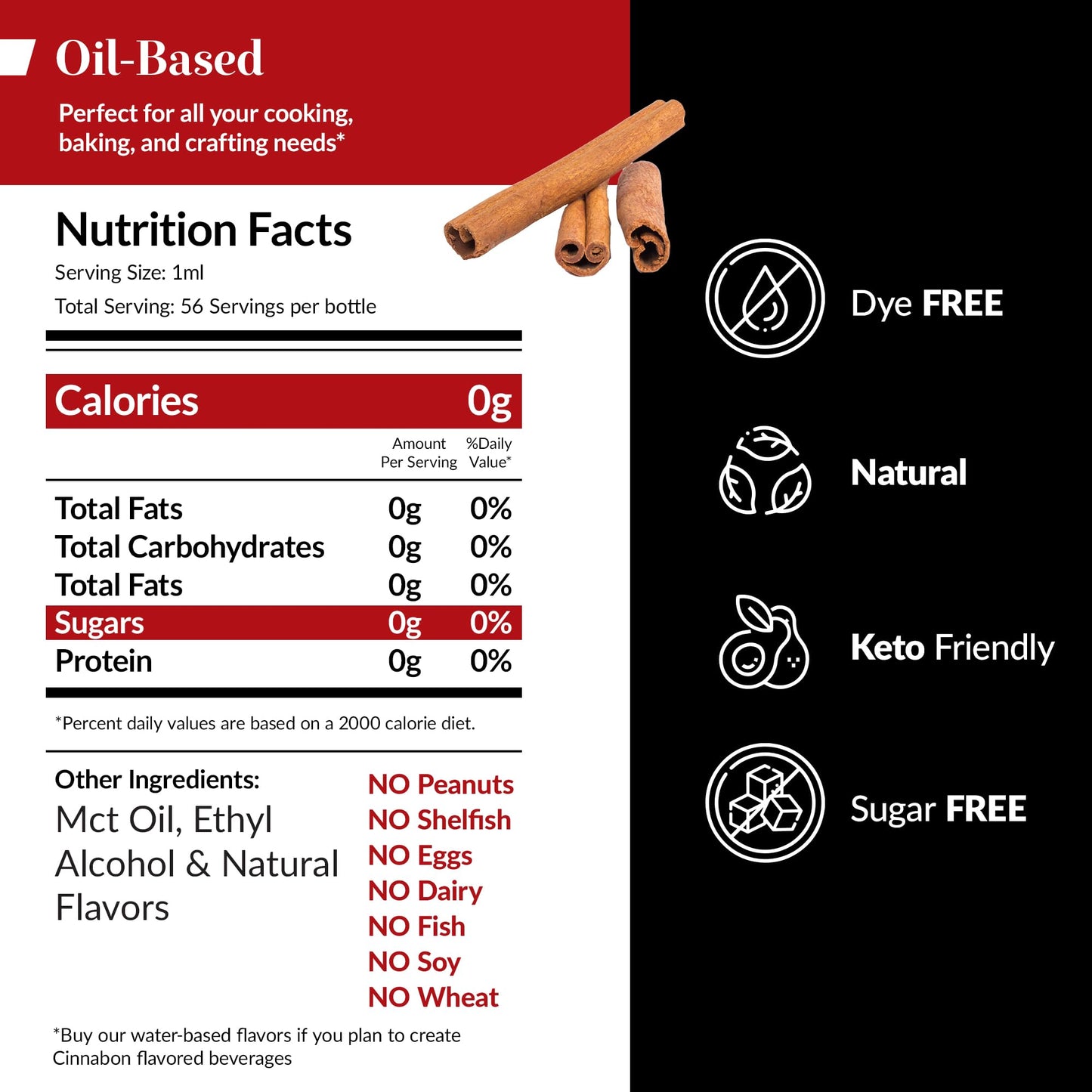 Dolce Foglia Cinnabon Extract - Oil-Soluble, Sugar-Free Flavoring for Baking, Smoothies & Desserts - 2 Oz.