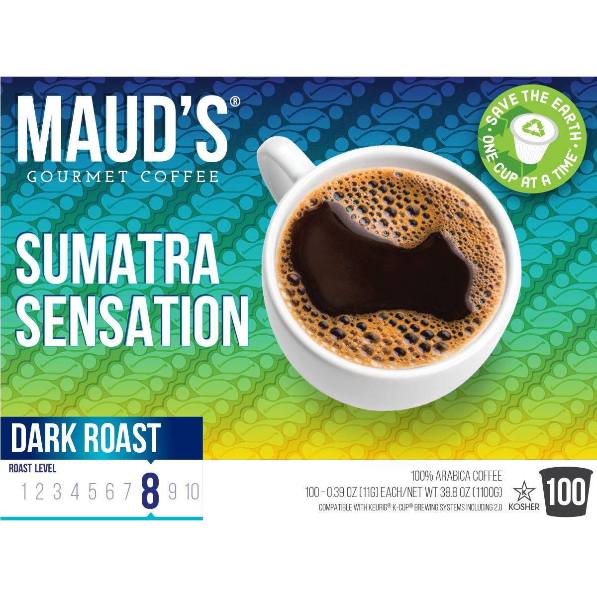 Mauds Sumatra Dark Roast Coffee Pods  100 ct | Sumatra Sensation Coffee | 100% Arabica Dark Roast Coffee | Solar Energy Produced Recyclable Pods Compatible with Keurig K Cups Maker