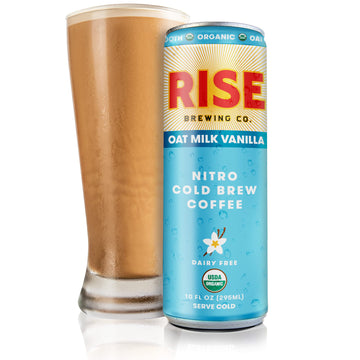 Rise Brewing Co. Vanilla Oat Milk Nitro Cold Brew Coffee, No Sugar Added & No Dairy, Organic & Non-Gmo, Low Acidity & Vegan, 10
