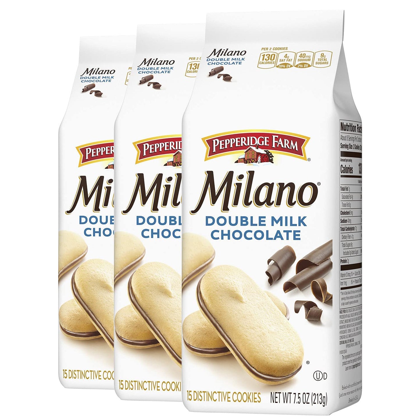 Pepperidge Farm Milano Cookies, Double Milk Chocolate, 7.5 Ounce (Pack Of 3)