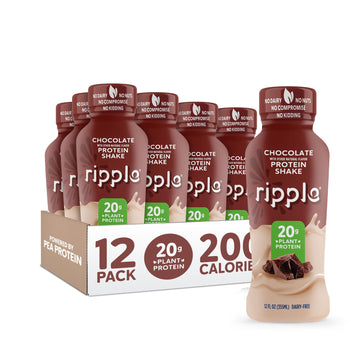 Ripple Vegan Protein Shake | Chocolate | 20g Nutritious Plant Based Pea Protein | Shelf Stable | No GMOs, Soy, Nut, Gluten, Lact