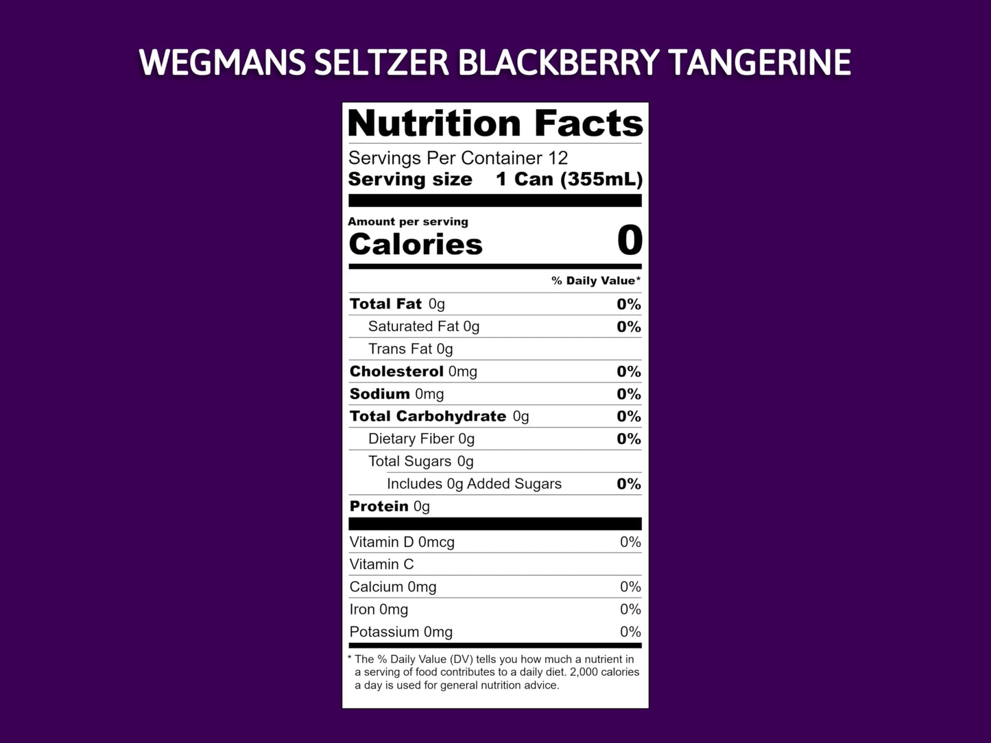 Wegmans Sparkling Water Blackberry Tangerine (12 Cans Pack) | 0 Calories | 0 Sugar | 0 Sodium | Vegan + Coffee Candy Market Bask
