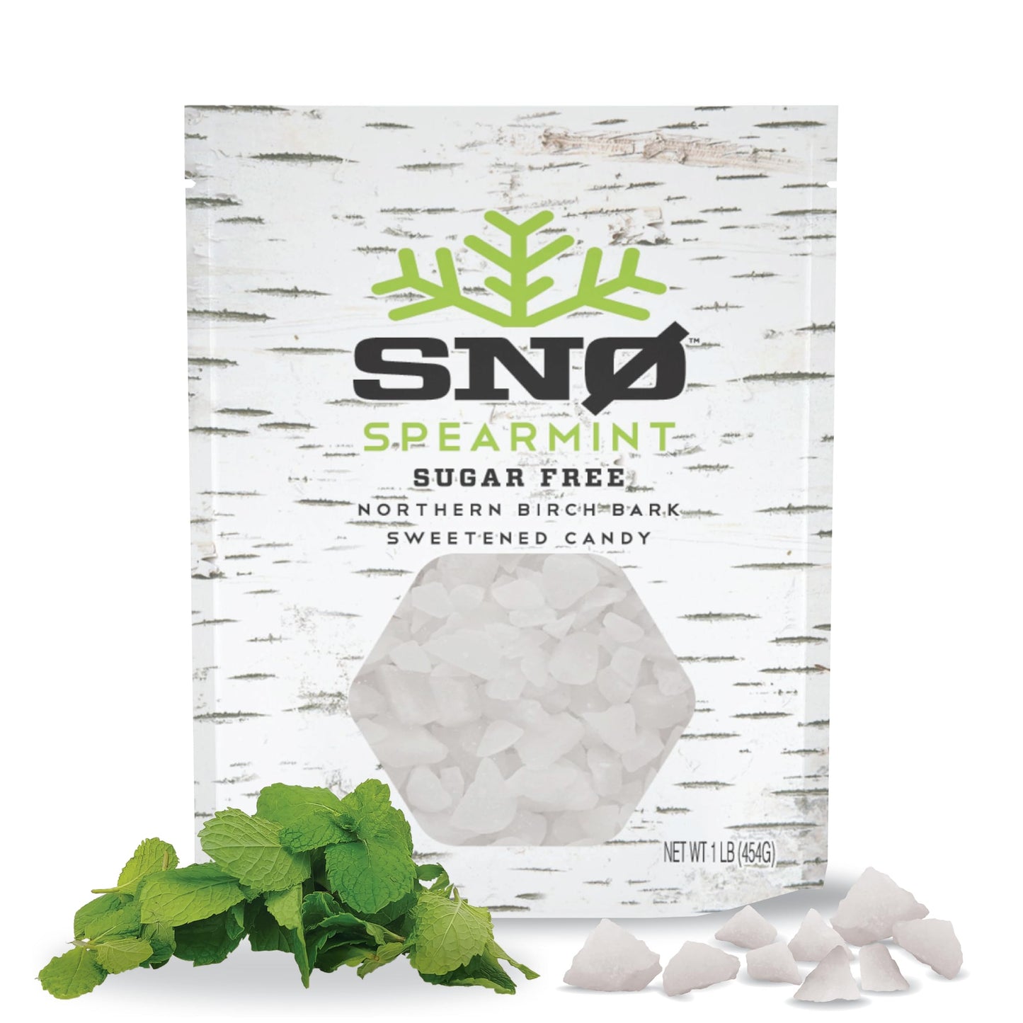 Spearmint KETO Xylitol Candy Chips - SN 1LB Bag - Sugar-Free Candy With Only 2 Ingredients | Low Carbs, Diabetic-Friendly, Non-G