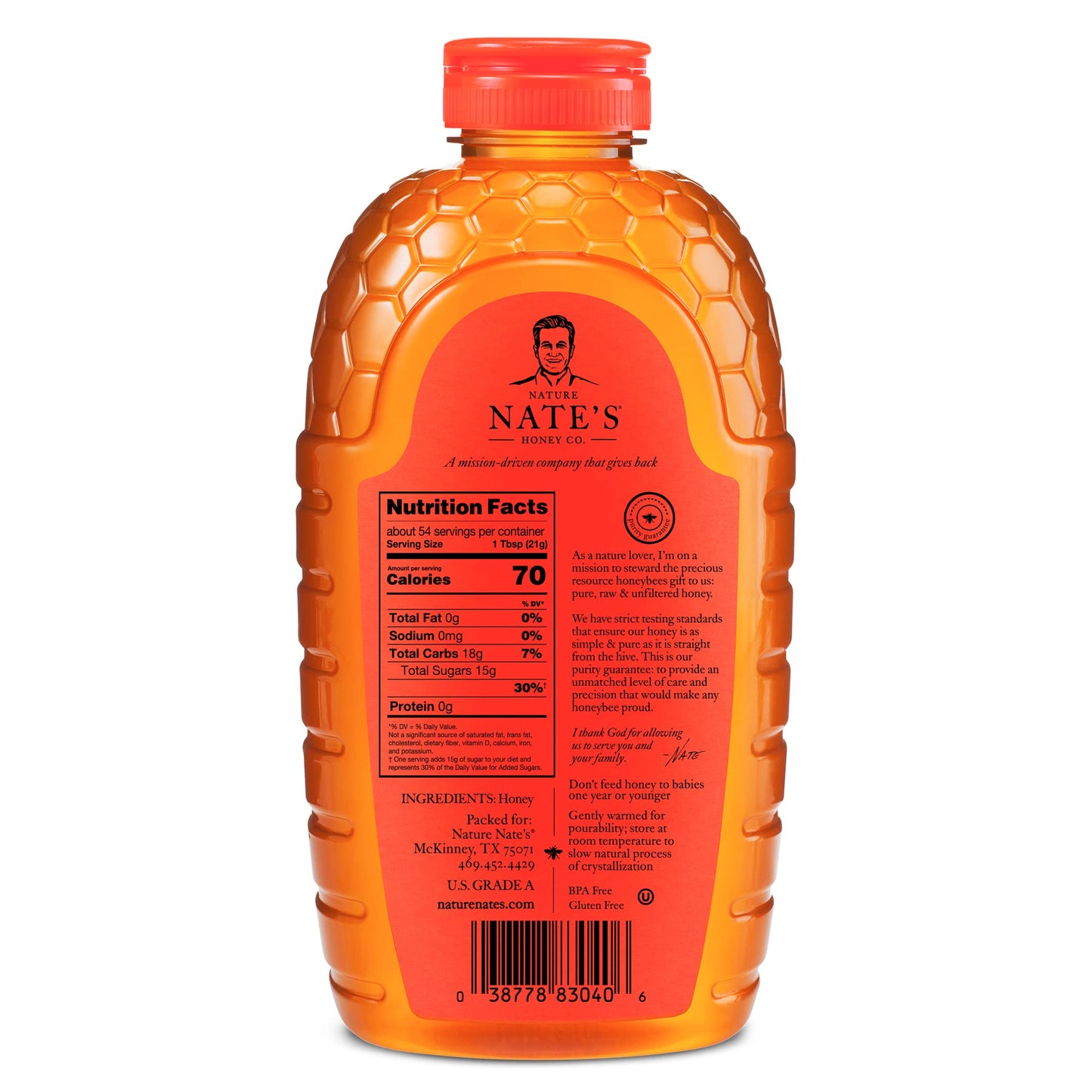 Nature Nate'S 100% Pure, Raw & Unfiltered Honey, 40 Oz. Squeeze Bottle; All-Natural Sweetener, No Additives