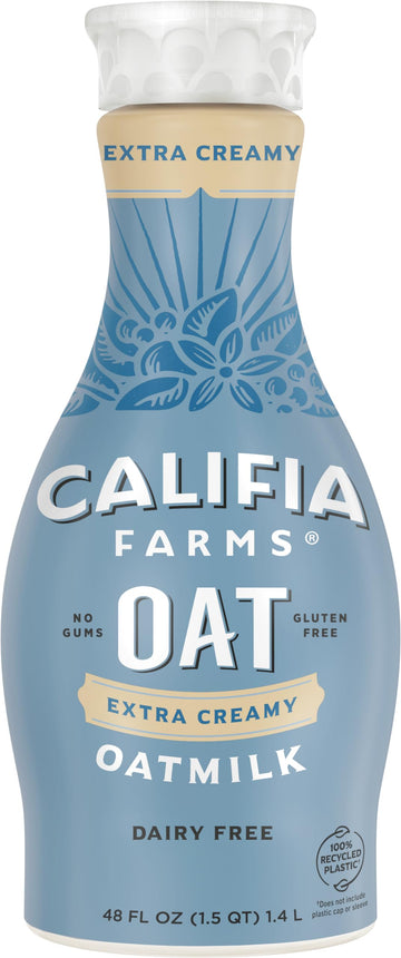 Califia Farms - Extra Creamy Oat Milk, 48 Oz, Dairy Free, Plant Based, Vegan, Gluten Free, Non GMO, High Calcium, Smoothie, Oatm