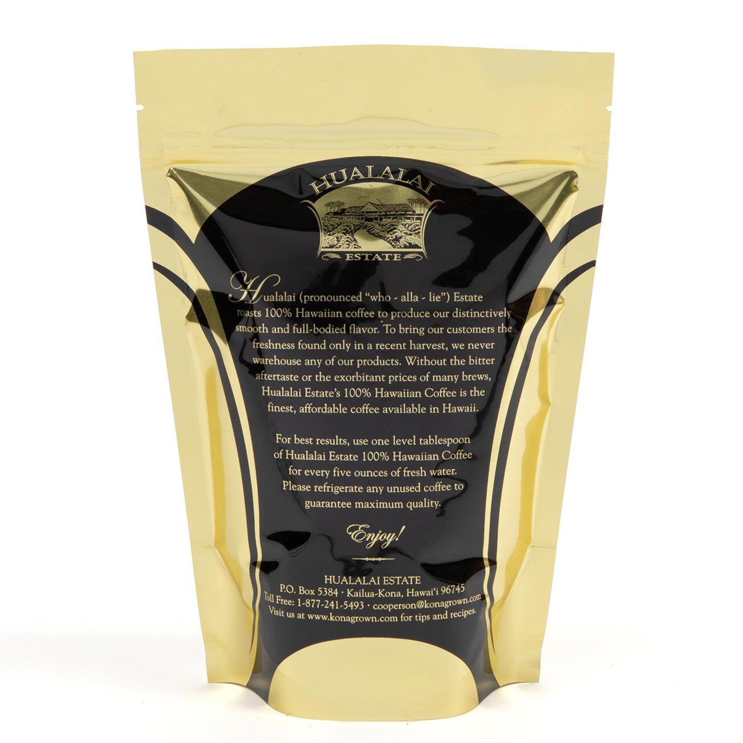 Hualalai Estate Kona Coffee - 100% Peaberry, Medium Dark Roast, Pesticide-Free, 7 oz