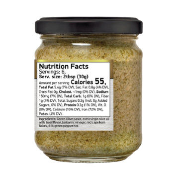 Iliada Green Olive Spread with Green Hot Peppers, 175g - Authentic Greek Tapenade with Extra Virgin Olive Oil & Spices