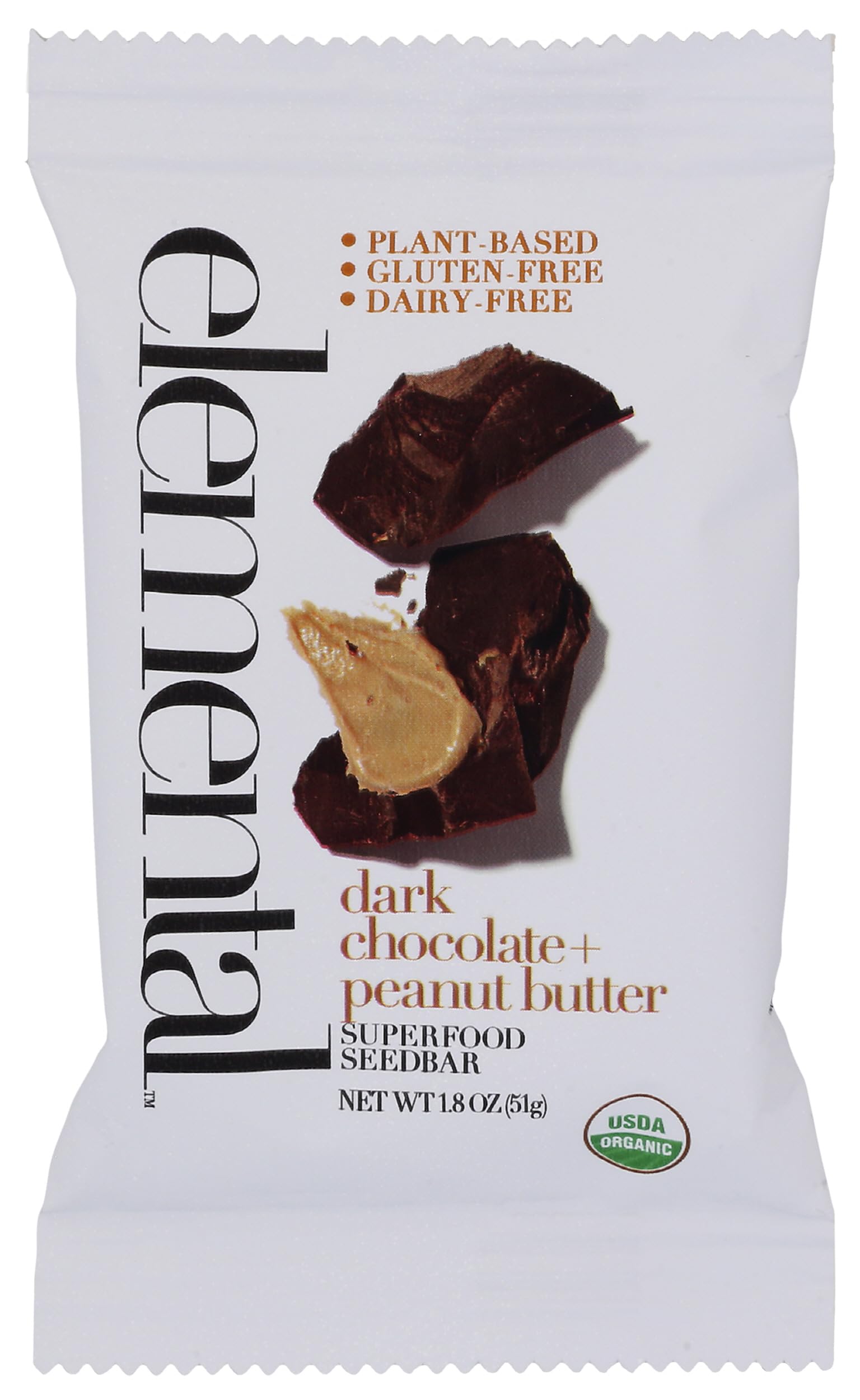 Elemental Superfood Seedbar, Dark Chocolate + Peanut Butter, 1.8 OZ EA (12 Bars Per Pack)