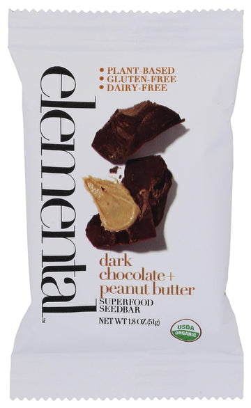 Elemental Superfood Seedbar, Dark Chocolate + Peanut Butter, 1.8 OZ EA (12 Bars Per Pack)