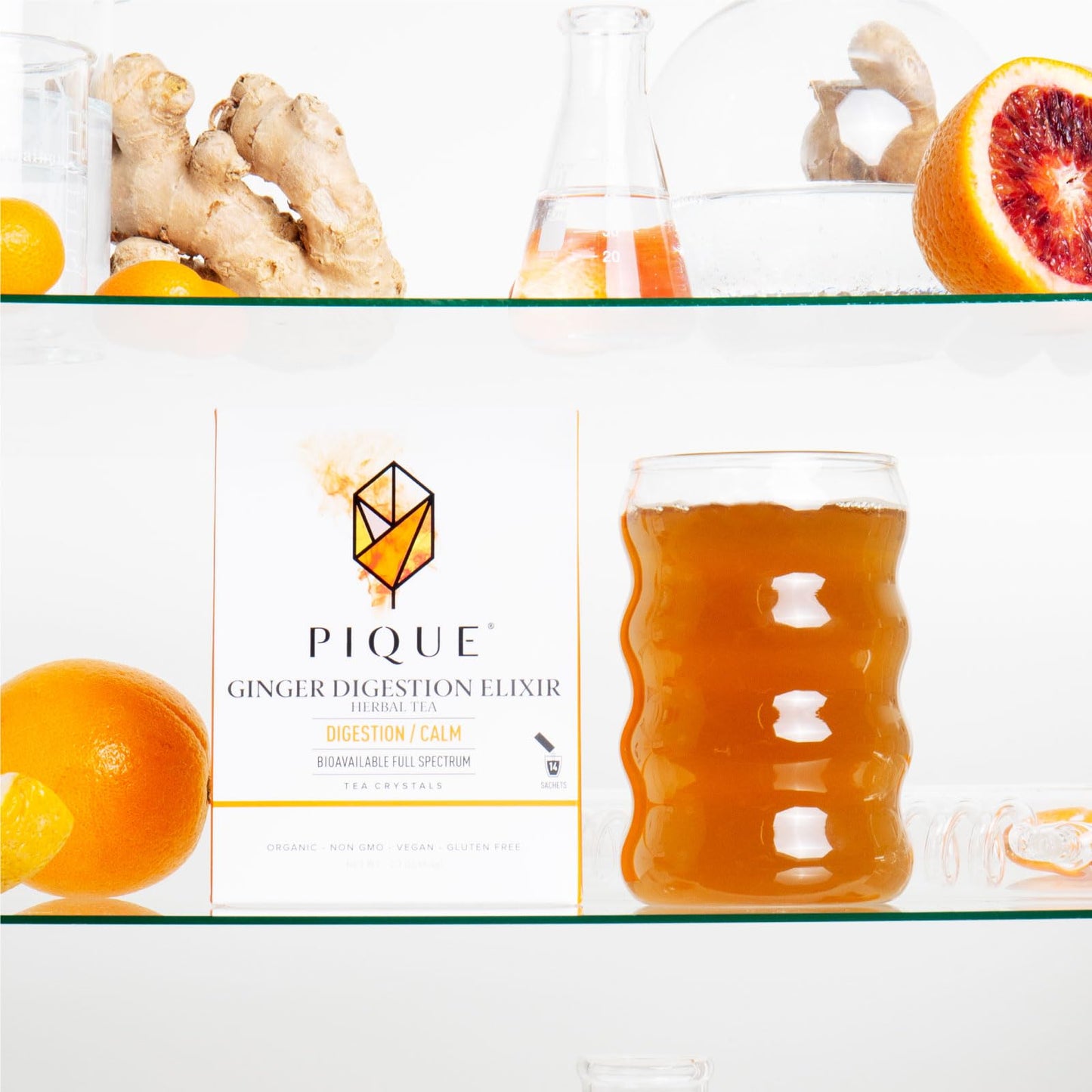 PIQUE Organic Variety Tea Crystals Sampler - 112 Single Serve Sticks (Pack of 8) - Immune Support, Gut Health, Fasting