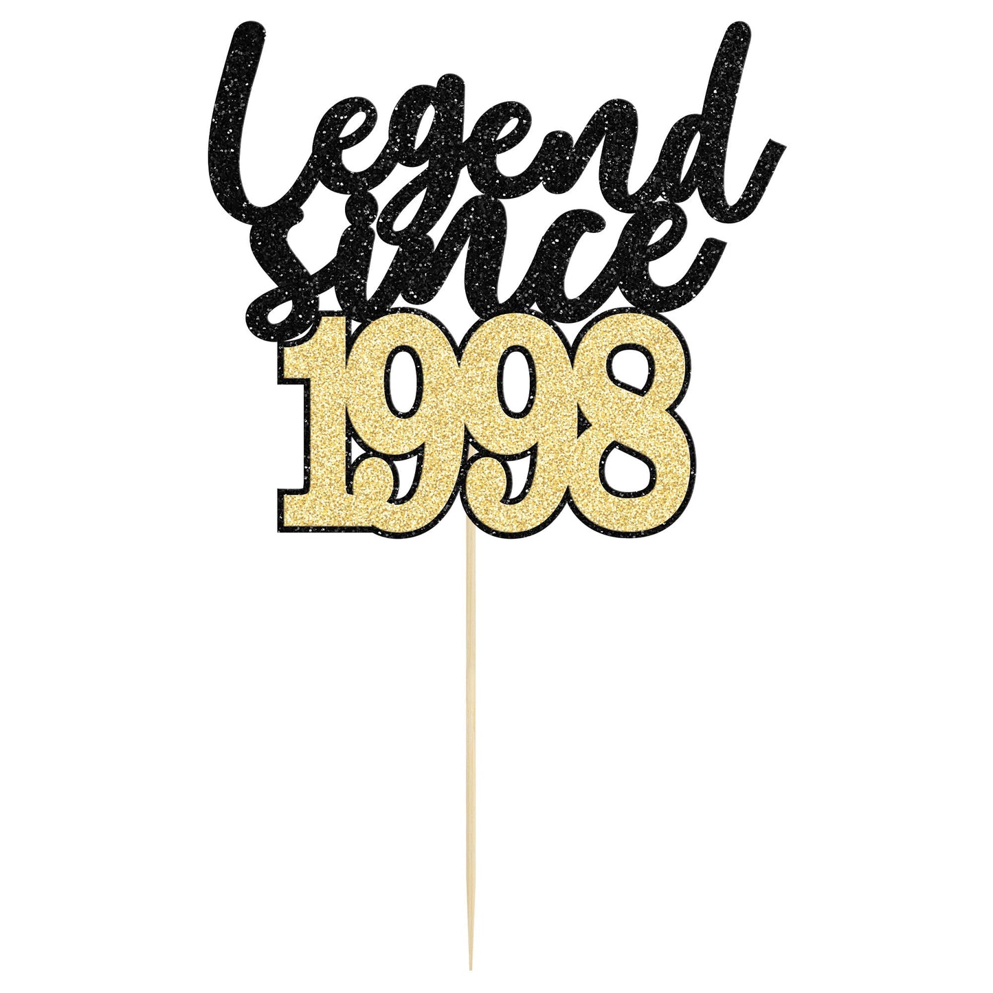 Gyufise 1Pcs Legend Since 1998 Cake Topper Glitter Twenty Five Happy 25Th Birthday Cake Pick Cheers To 25 Years Cake Decoration