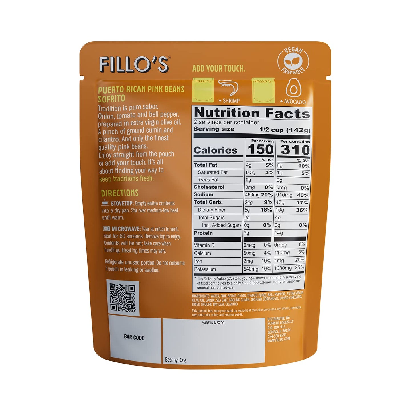 FILLOS Puerto Rican Pink Beans & Sofrito 10 OZ