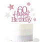 Pargleev Glittery 60th Birthday Cake Topper, Rose Gold Star Design, Personalised Party Decoration for Men and Women
